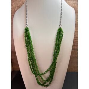 Chrome diopside 4 strand necklace with stainless steel chain